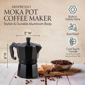 Mixpresso octagon design diffuses heat to enhance aroma.