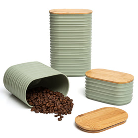 Mixpresso olive green canisters set organized for dry ingredients