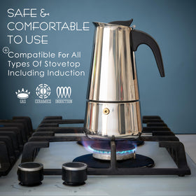 Outdoor camping scene with Mixpresso stove-top coffee maker for on-the-go mornings