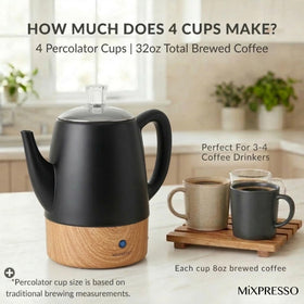 Mixpresso percolator detachable-power-cord; great for travel