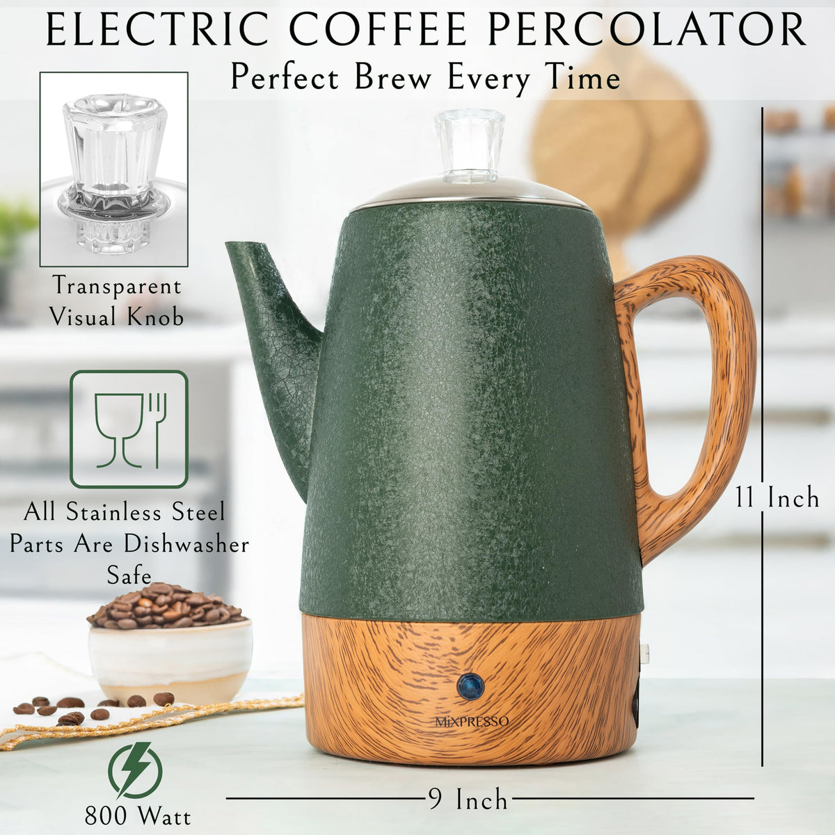 Mixpresso percolator keeps coffee warm for longer servings