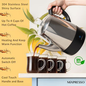 Mixpresso keep-warm feature preserves aroma after brewing.