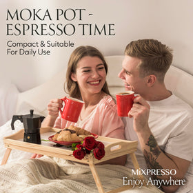 Mixpresso compact, portable design ideal for camping mornings.