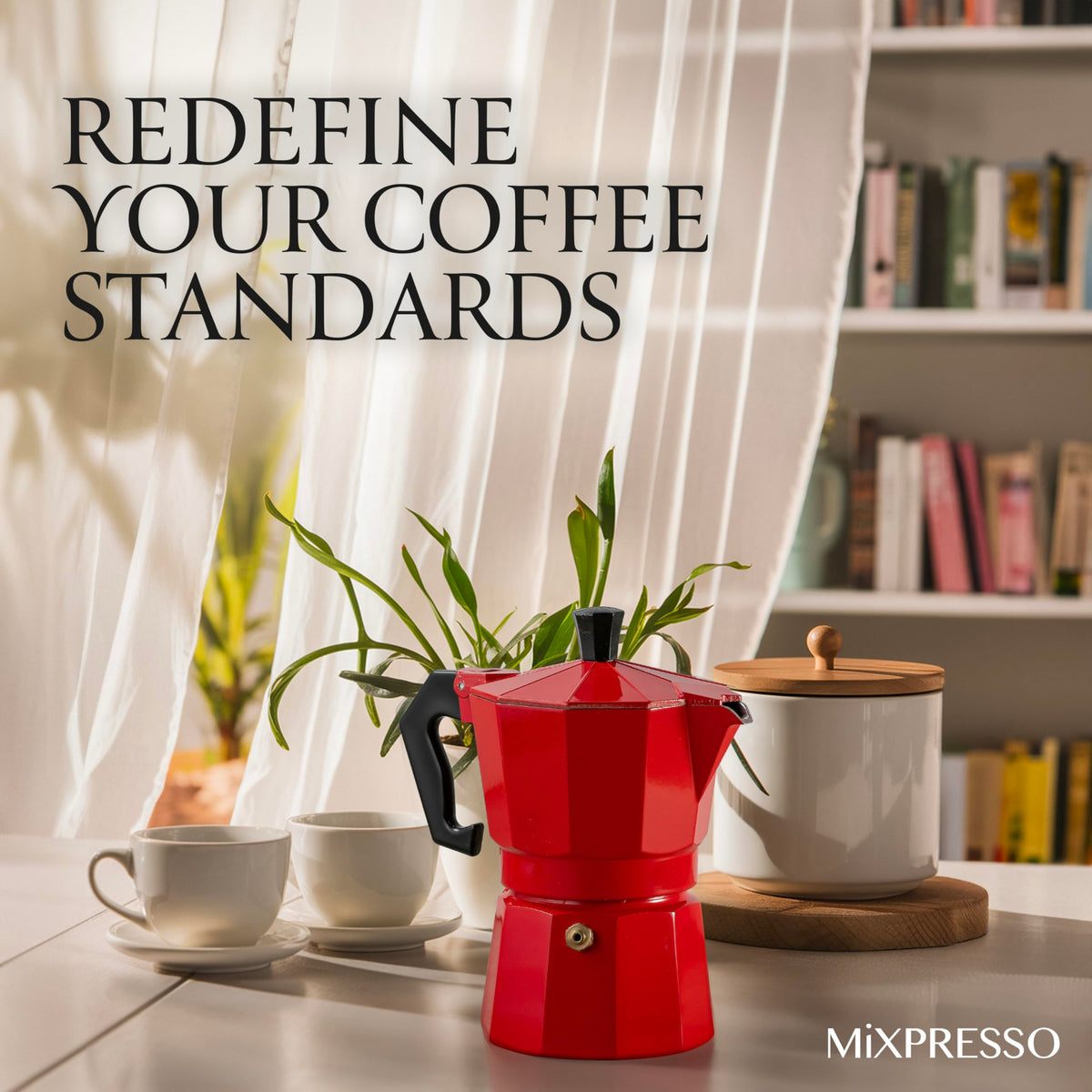 Mixpresso Red 3 Cup Moka Pot easy-clean design for quick maintenance.