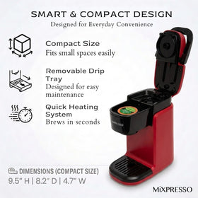 Mixpresso red auto shut-off feature saves energy