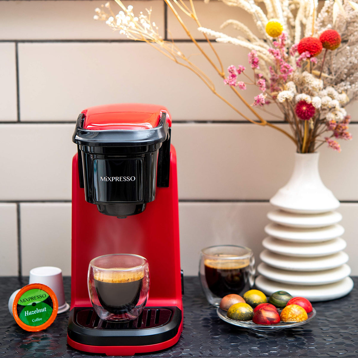 Mixpresso red one-button brew for simple mornings
