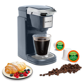 Mixpresso single cup coffee brewer front view highlights fast brew capability.