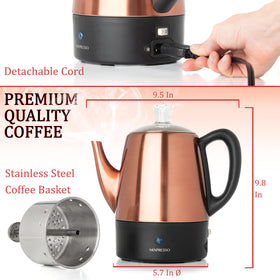 Mixpresso stainless steel body with copper finish adds durability and style.