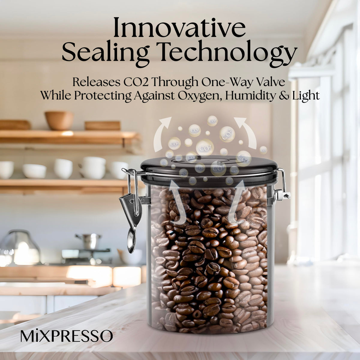 Mixpresso stainless steel storage protects coffee flavor from odors