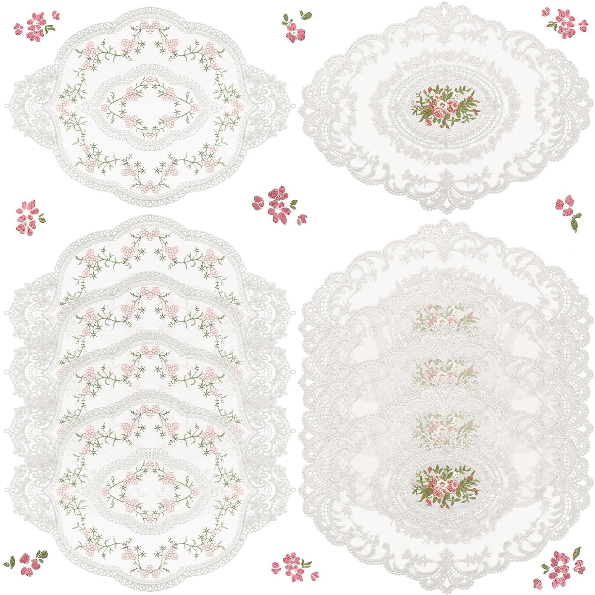 Mixweer placemats with oval lace embroidery for an elegant table setting