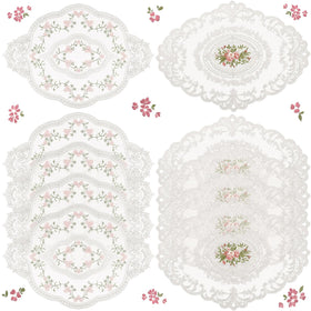 Mixweer placemats with oval lace embroidery for an elegant table setting