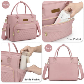 MIYCOO lunch bag carry options, top handle and adjustable strap.