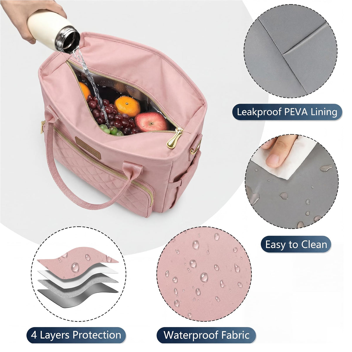 MIYCOO lunch bag leakproof liner, easy to wipe clean.