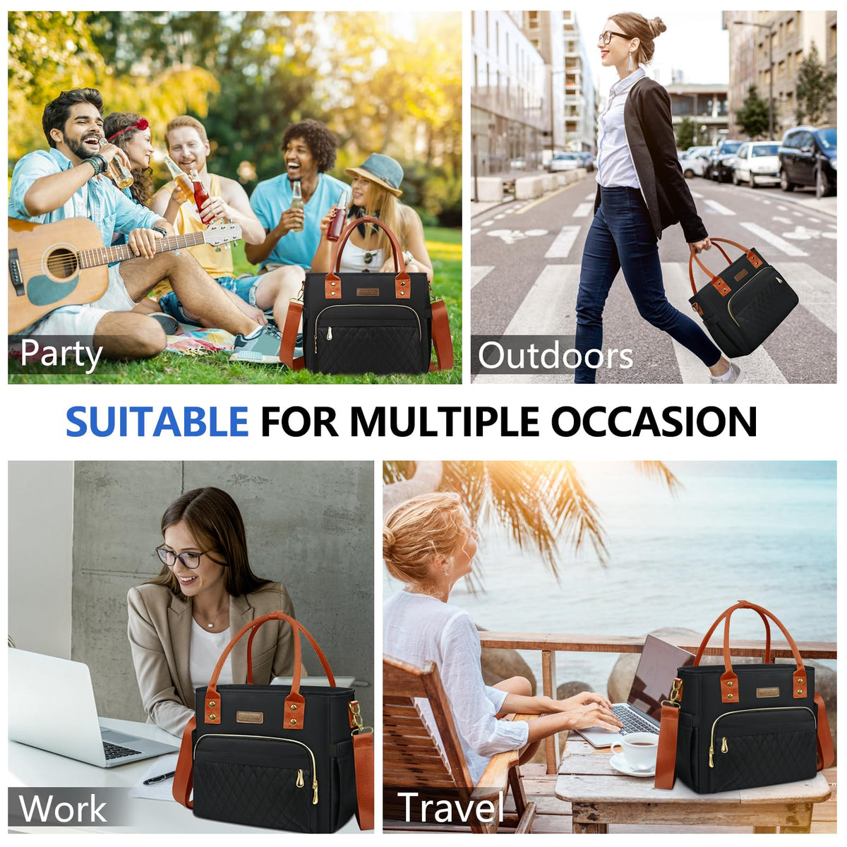 MIYCOO adjustable shoulder strap and reinforced handle offer versatile carry options.
