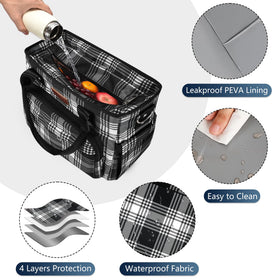 MIYCOO lunch bag interior close-up showing multiple compartments for organization