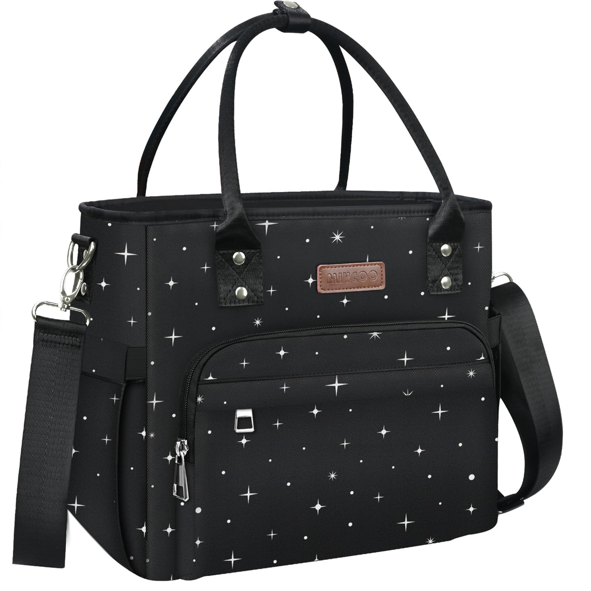 MIYCOO Starry Sky lunch bag front view with organized meal space.