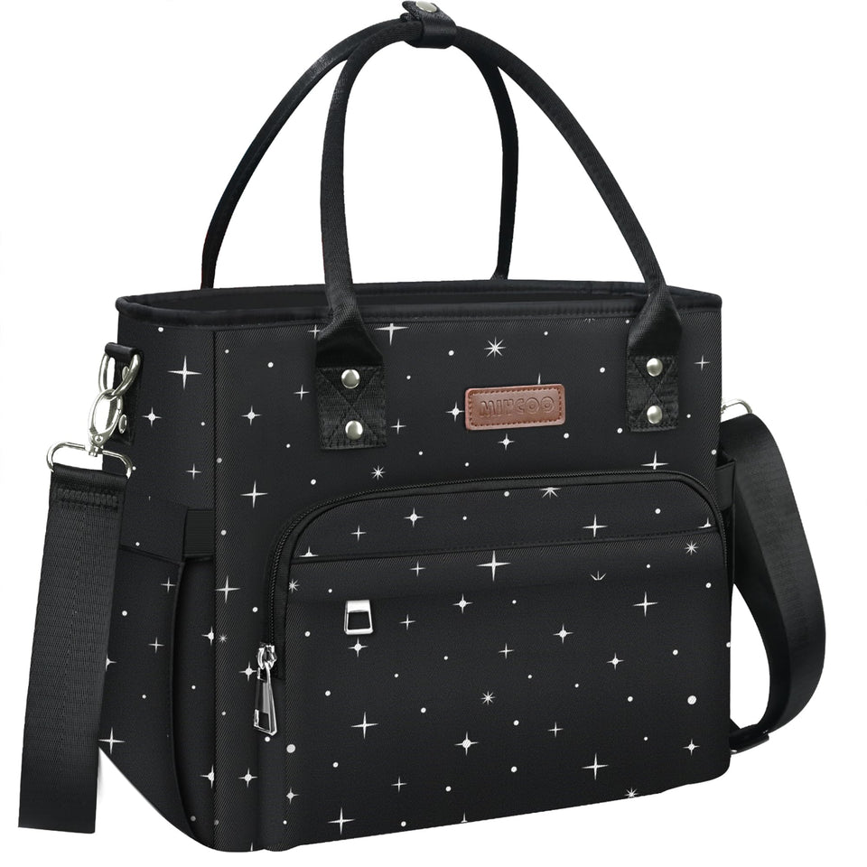 MIYCOO Starry Sky lunch bag front view with organized meal space.