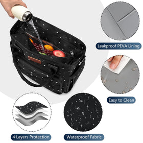 MIYCOO Starry Sky lunch bag open top for easy packing.