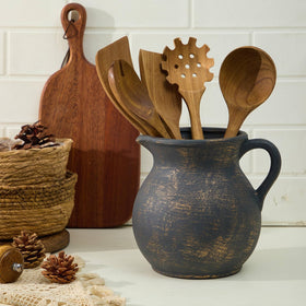 MIYUKI ceramic utensil crock enhances vintage decor while organizing spoons and spatulas