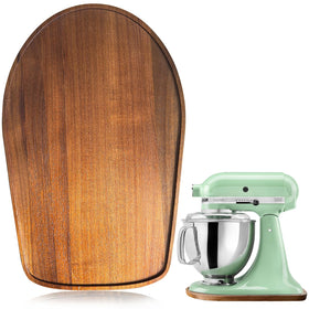 MJFAJAZF Acacia wood mixer slider mat on counter, showing sturdy base