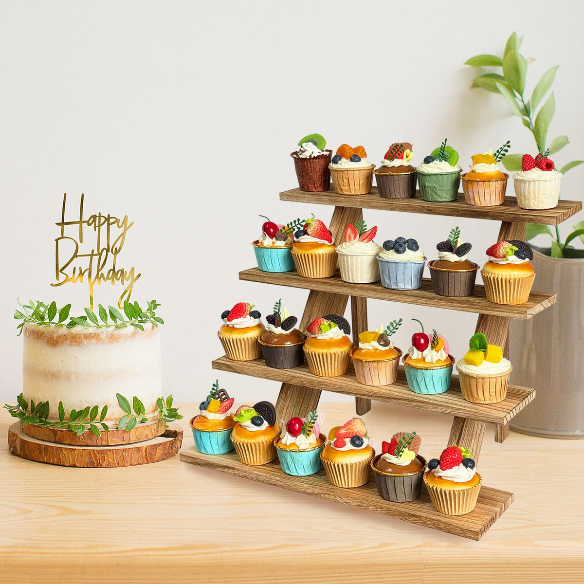 MJFAJAZF 4-tier dessert stand ideal for weddings, birthdays, and baby showers.