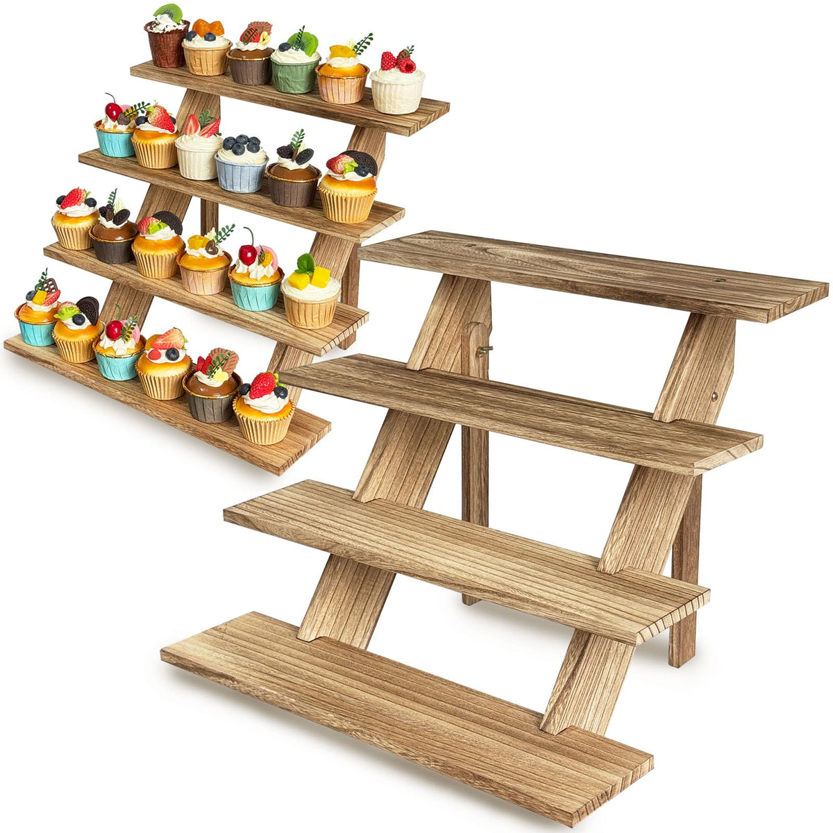 MJFAJAZF four-tier display holding up to 24 cupcakes for neat party presentations.