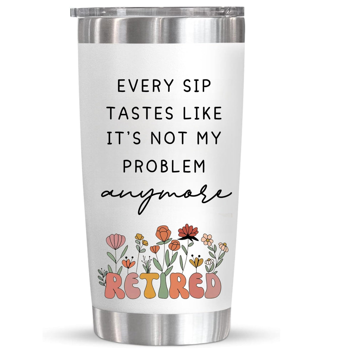 MJZAKEFR 20oz retirement tumbler, portable and durable for on-the-go coffee.
