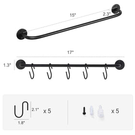 Mkono black mug rack quick to install under cabinets or walls