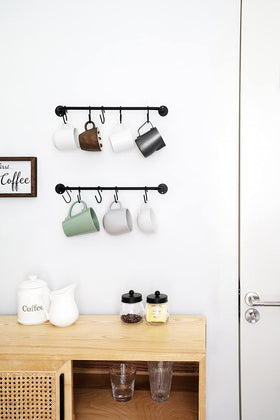 Mkono black metal coffee cup rack for organized kitchen displays