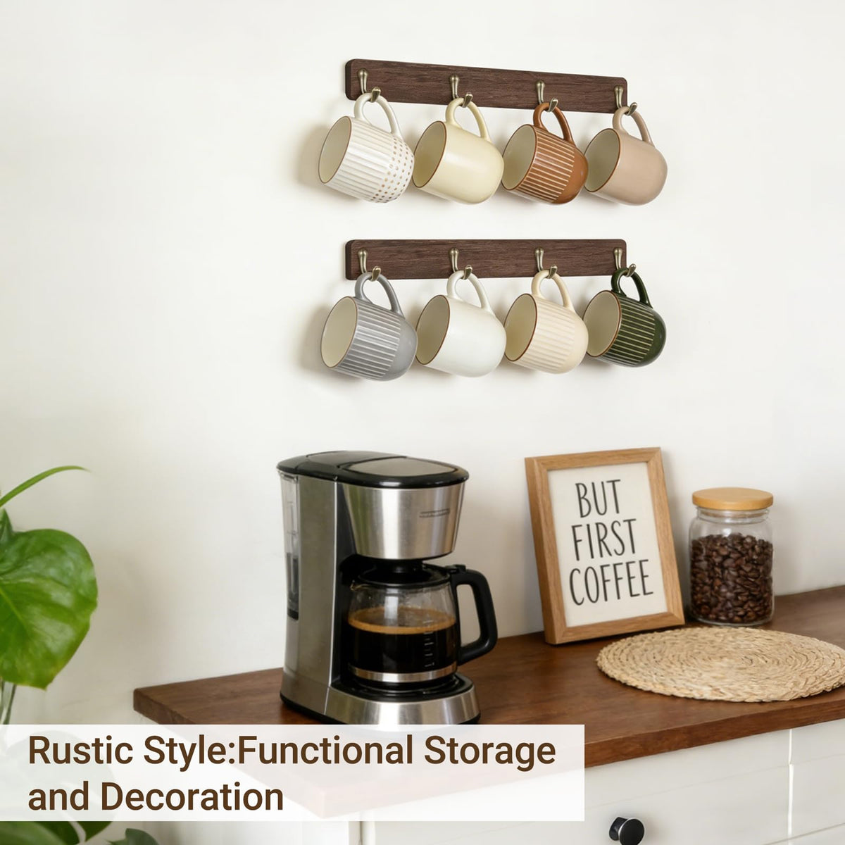 Mkono set of 2 wall-mounted mug racks for expanded storage