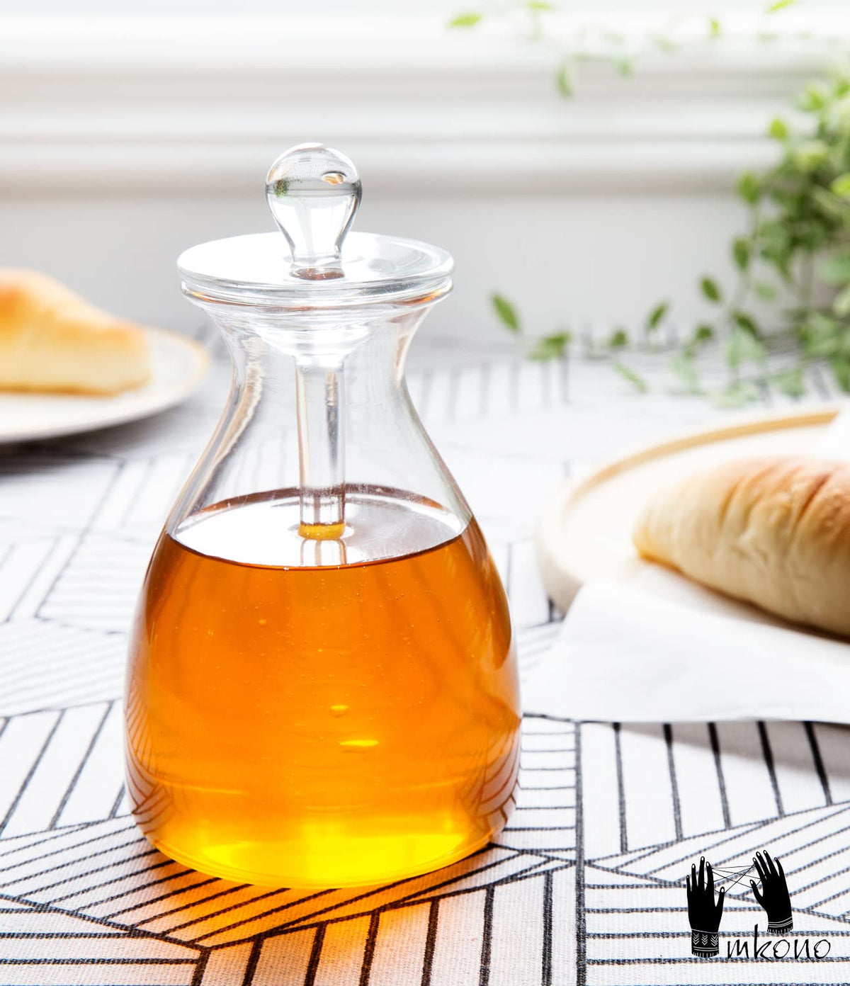 Mkono glass honey pot lid for drip-free storage