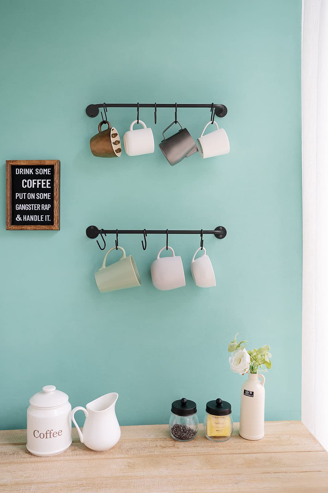 Mkono durable metal mug rack keeps mugs at hand