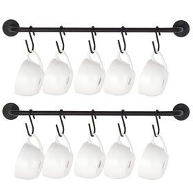 Mkono mug holder wall-mounted with 10 hooks displaying mugs to save space