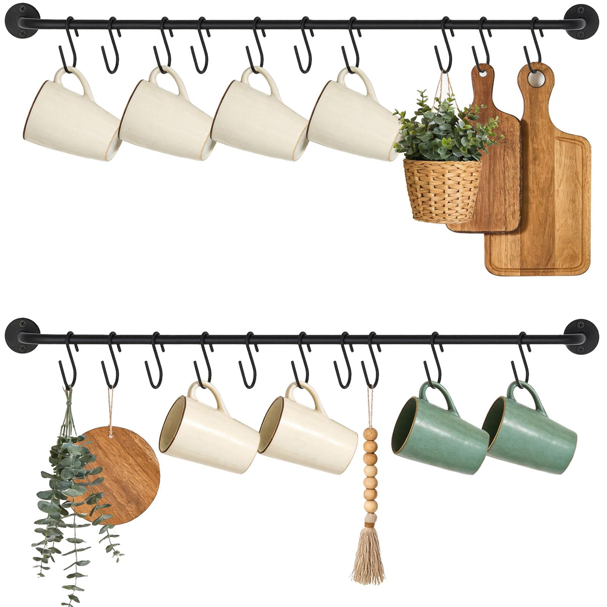 Mkono wall mounted mug holder with twenty hooks keeps mugs organized and within reach