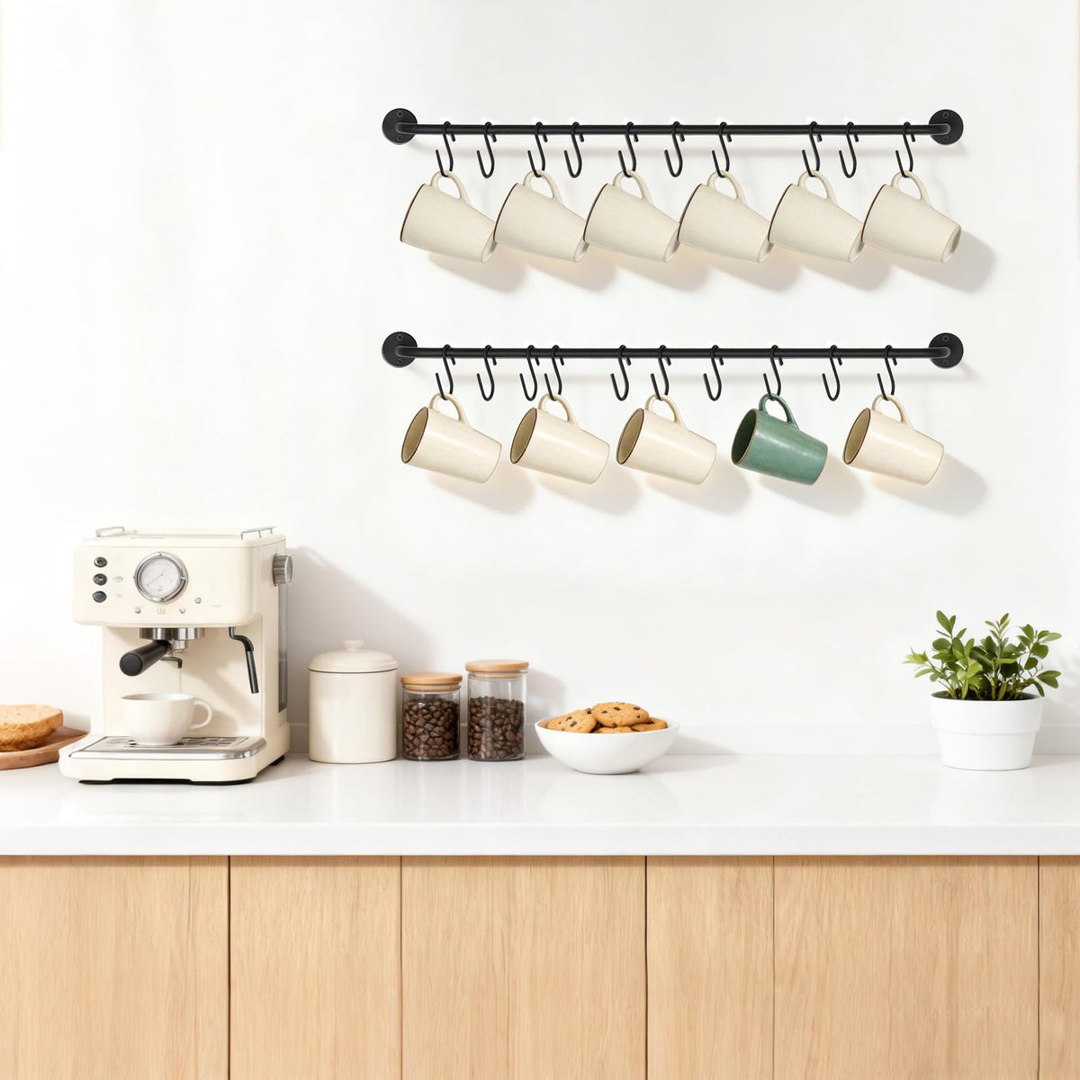 Mkono set of two mug racks adds space saving storage for kitchen or bar areas