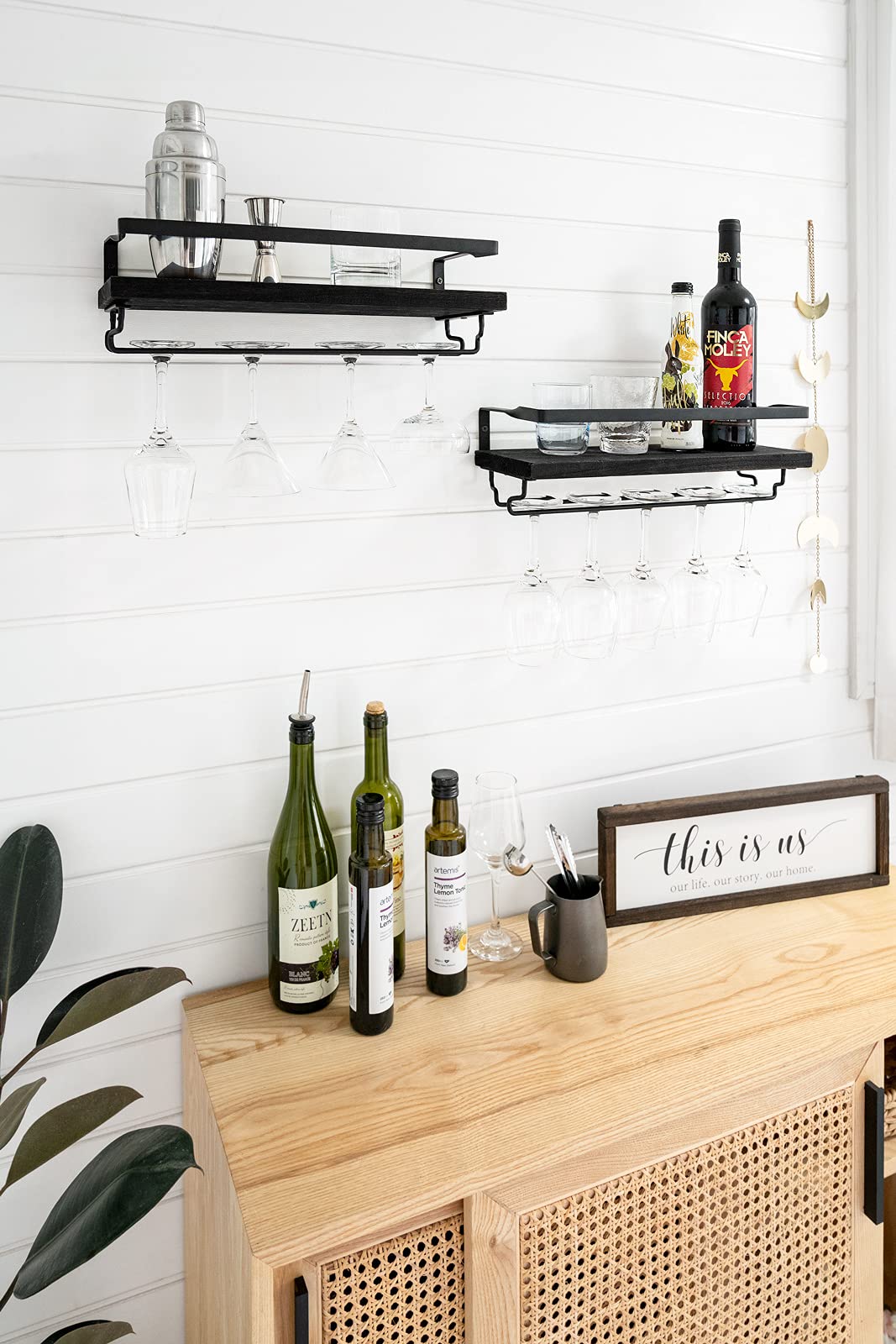 Mkono two-pack wall rack easy installation for compact storage.