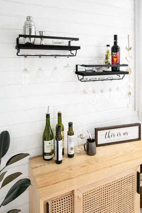 Mkono two-pack wall rack easy installation for compact storage.