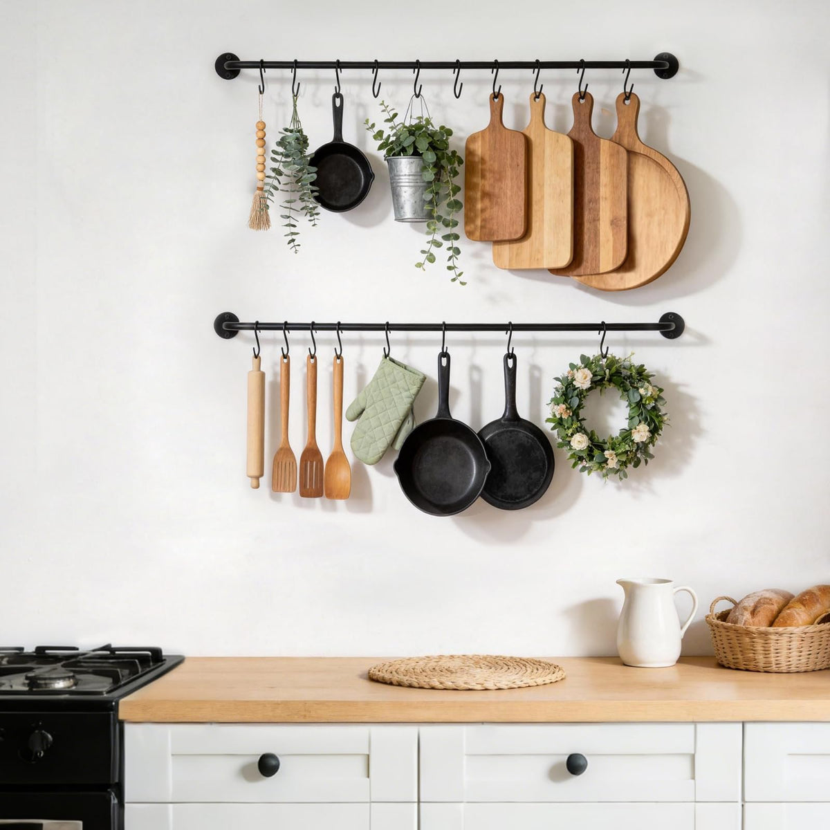 Mkono wall hooks securely hold mugs teacups and utensils on a stylish wall
