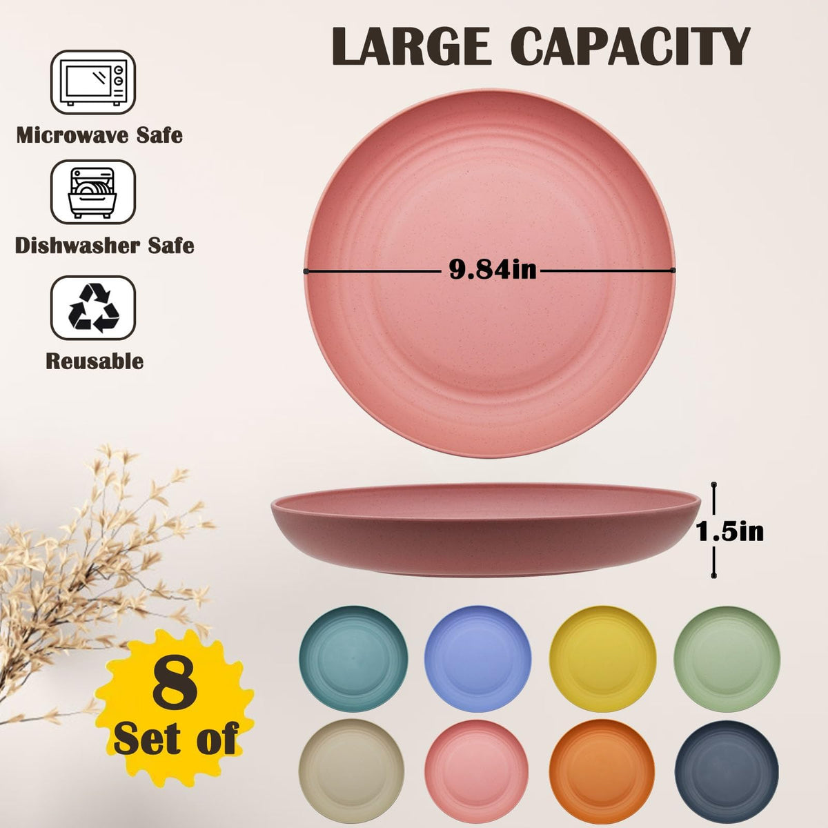 MKYHBOO colorful plate set helps easy meal identification and adds style