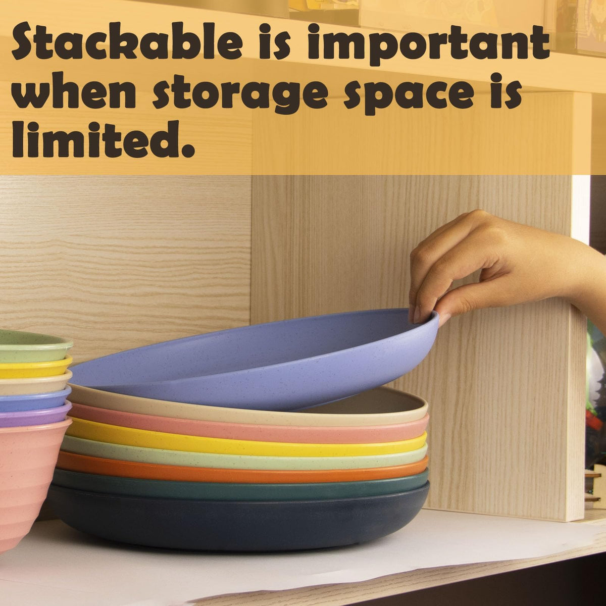 MKYHBOO stackable dinner plates save cabinet space