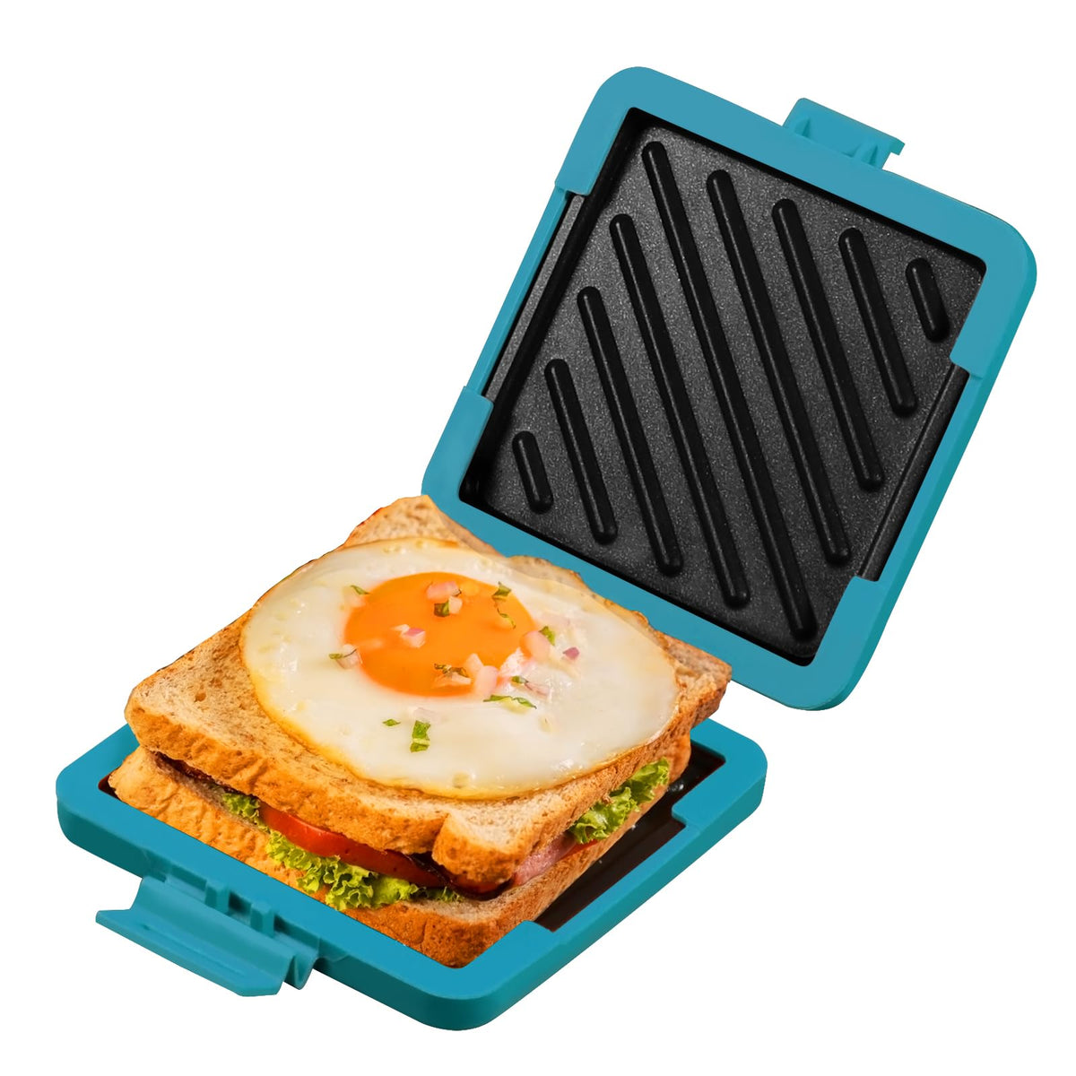 MKYSAIL blue microwave sandwich maker displaying quick, even heating for fast meals