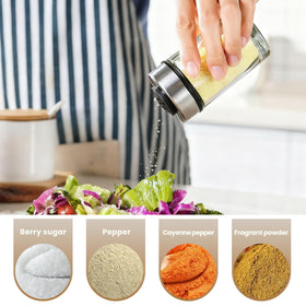 Mlici clear glass jars designed for quick content identification.