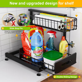 Mlinavn under-sink organizer bottom drawer spacious for tall bottles