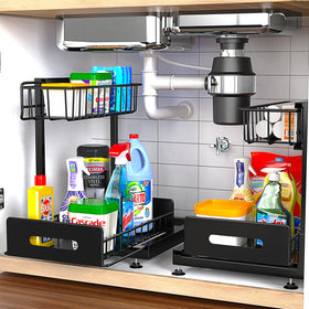 Mlinavn under-sink organizer top drawer slides out for quick access