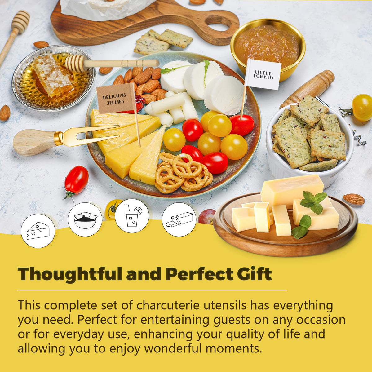Mlurcu toothpick flags for labeling cheeses and appetizers