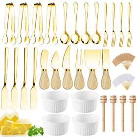 Mlurcu gold charcuterie knife set with varied cheese knives for cutting and serving