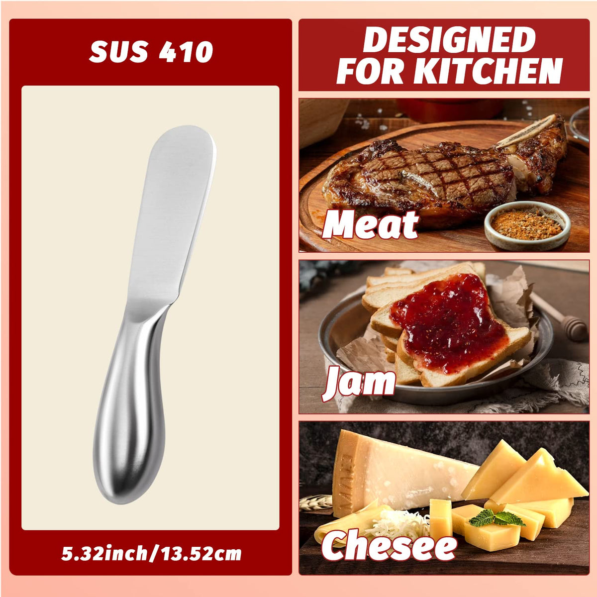 Mlurcu stainless-steel cheese spreaders ideal for precise spreading