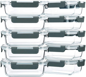 M MCIRCO 22oz glass meal prep container with airtight lid for leak-proof storage