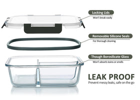 M MCIRCO divided glass container for portioned meals on the go.