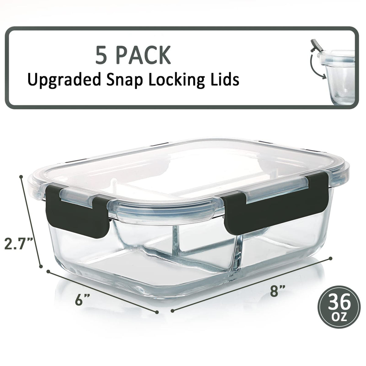 M MCIRCO glass lunch container with lids for leak-proof daily meals.